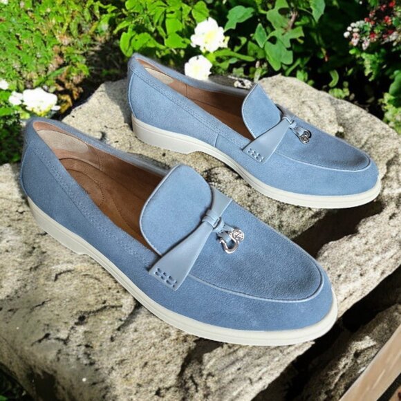 GIANI BERNINI (9) LESLEE Light Blue Leather/Suede Loafers W Memory Foam - Picture 3 of 10